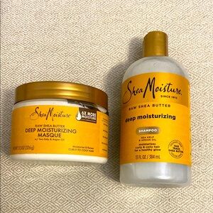 NEW Shea Moisture Raw Shea Butter Deep Moisturizing Hair Care-shampoo and masque